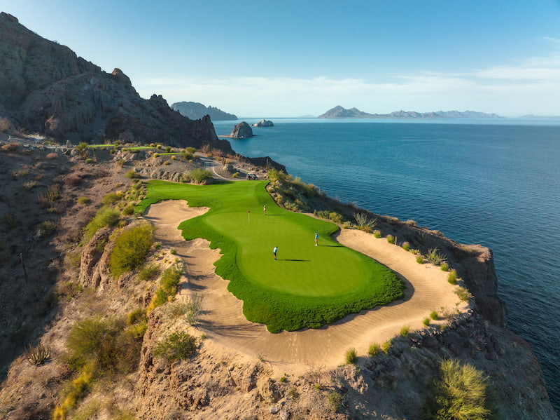 aerial view of hole 17 at tpc danzante bay in loreto mexico